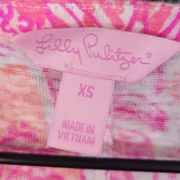 Lilly Pulitzer linen Duvel dolman sleeve top in "rule breakers" print - Picture 6 of 7